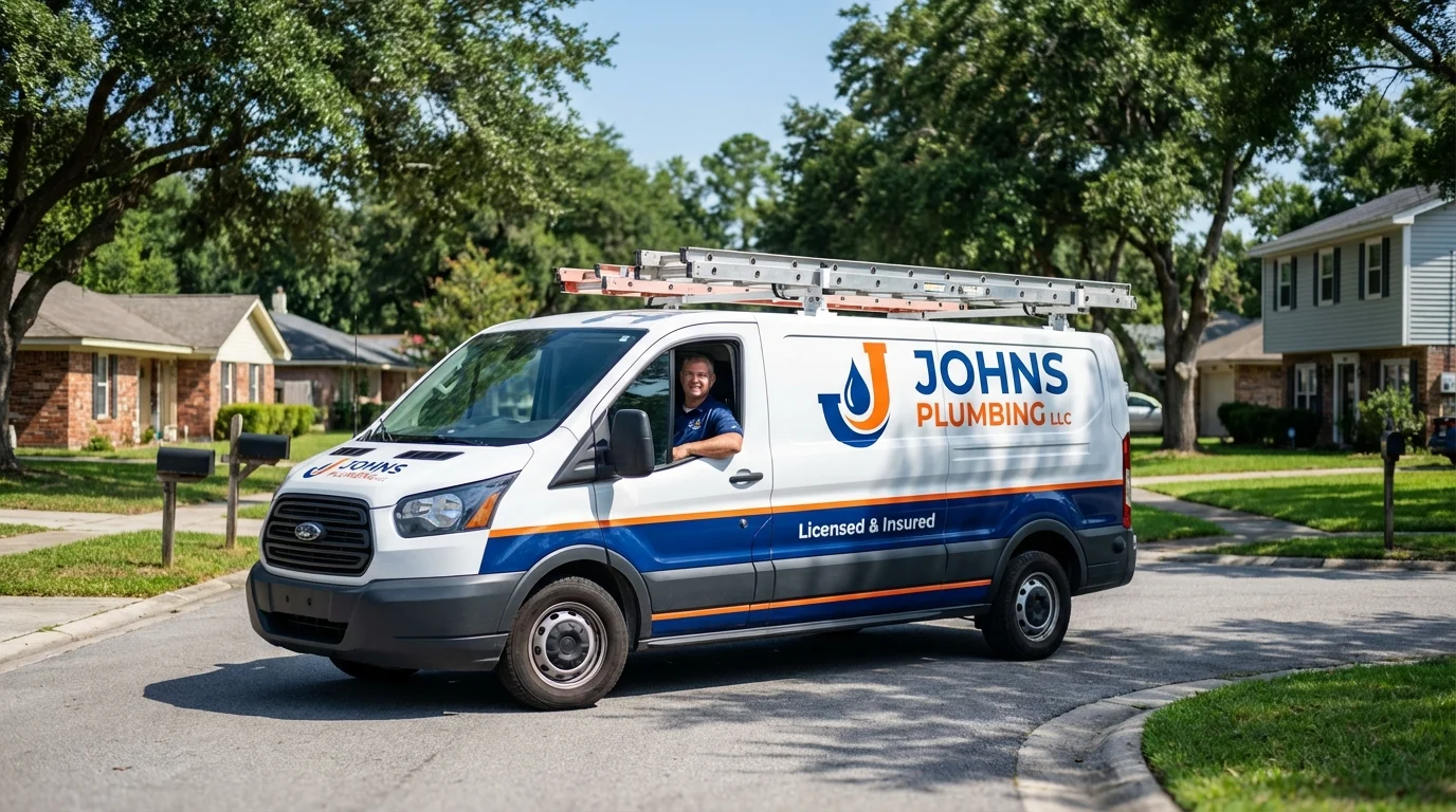 Johns Plumbing LLC service van in Cameron, WI