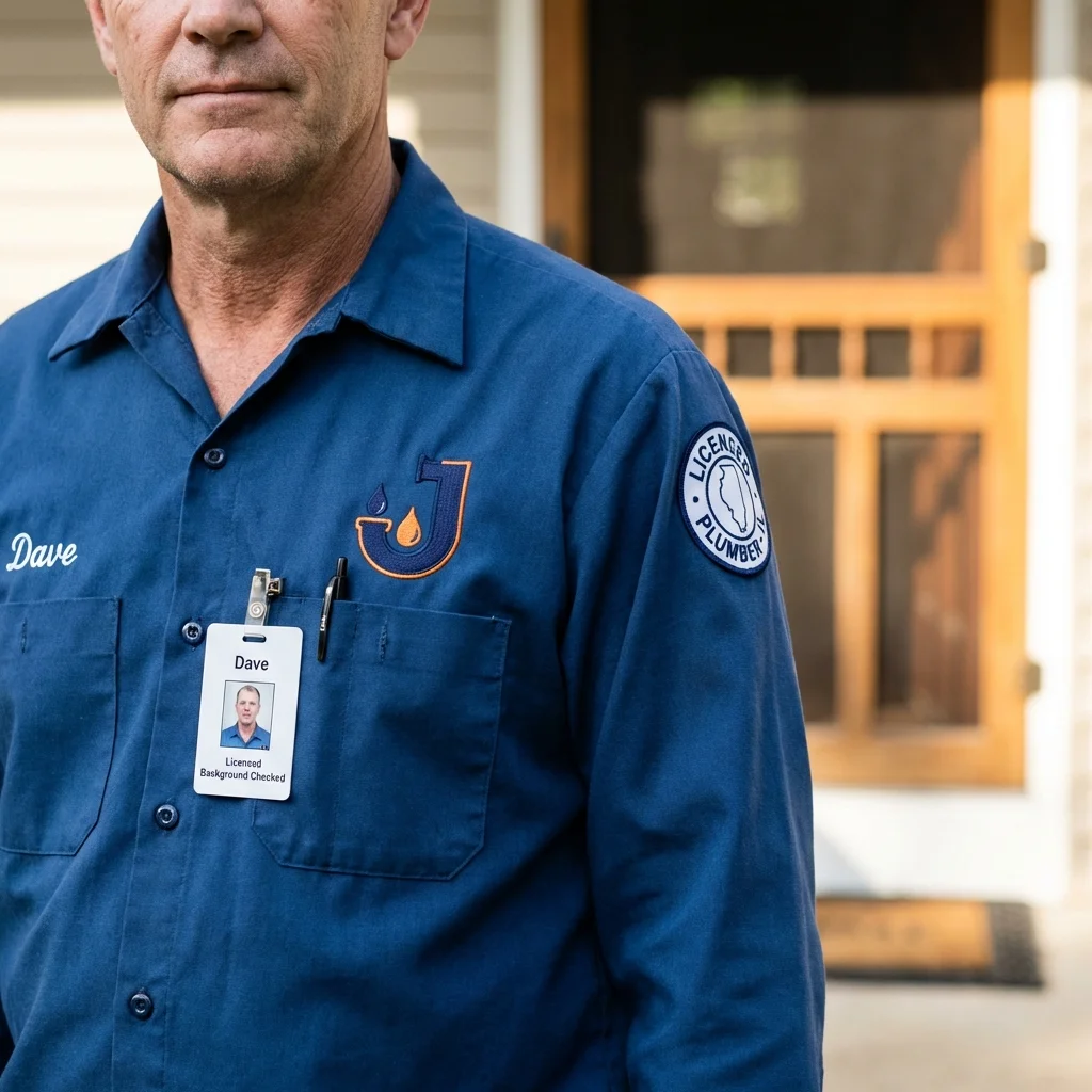 Licensed plumber showing ID badge in Cameron, WI