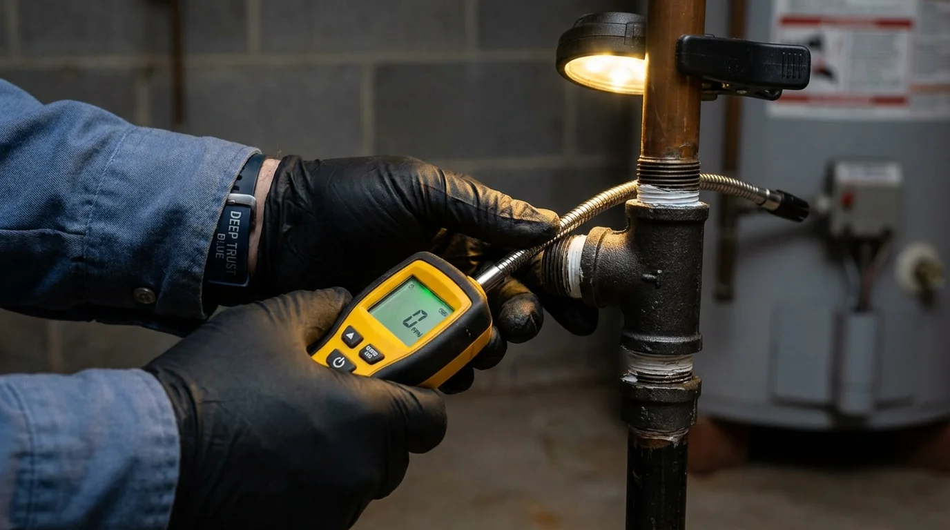 Gas leak detection with electronic sniffer by Johns Plumbing LLC in Cameron
